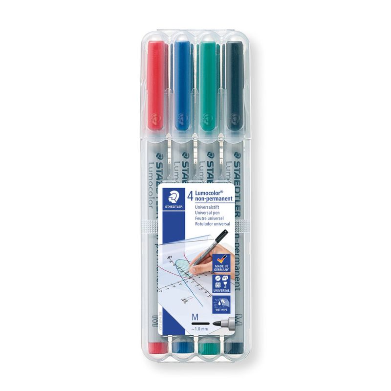 WATER SOLUBLE MARKER PEN 1.0mm COLOR 4-Pack