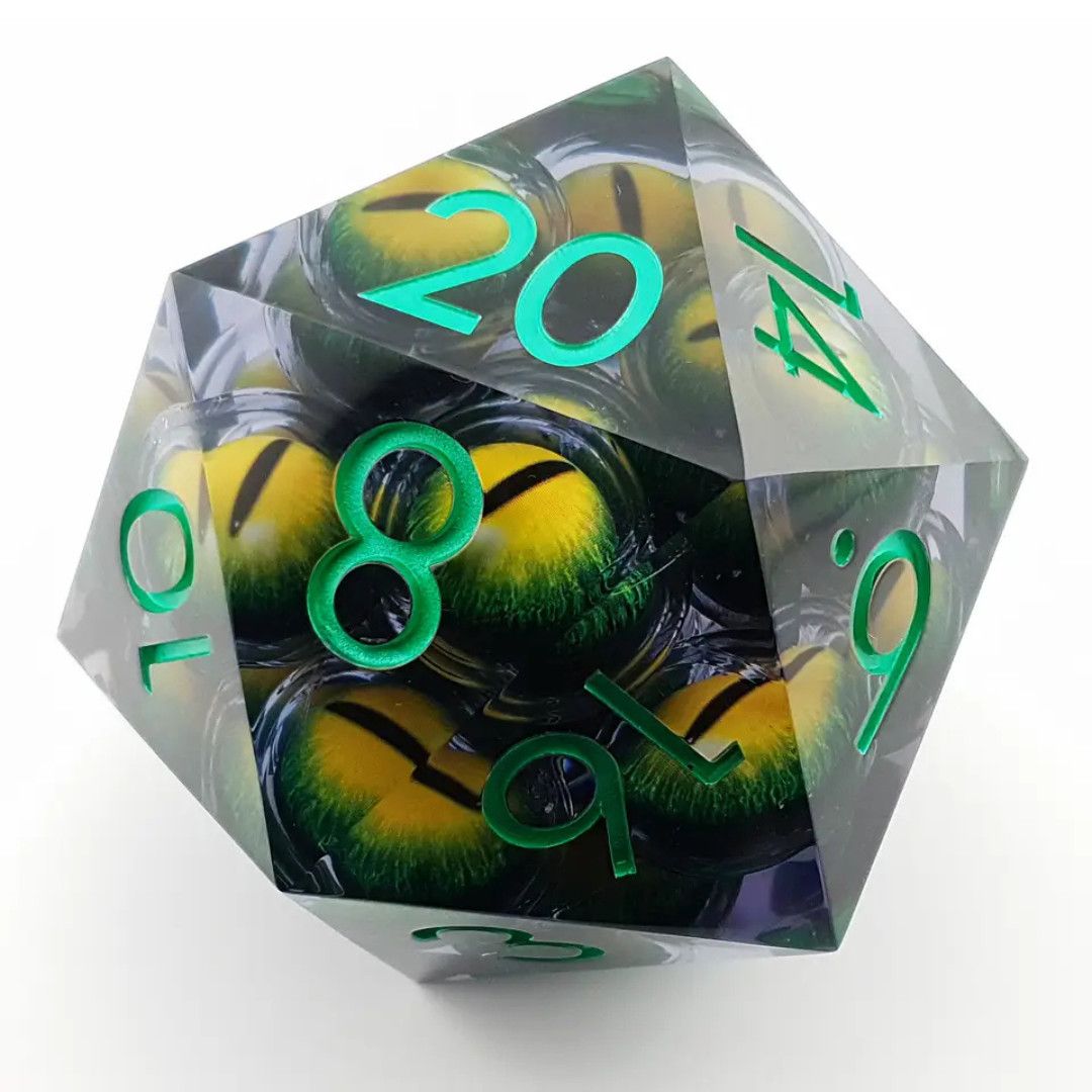 DICE D20 85mm MOVING LIQUID - EYES OF ENVY