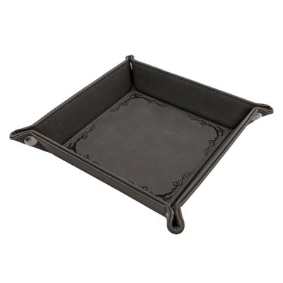 DICE TRAY: VEGAN LEATHER DRAGON BORDER Grey