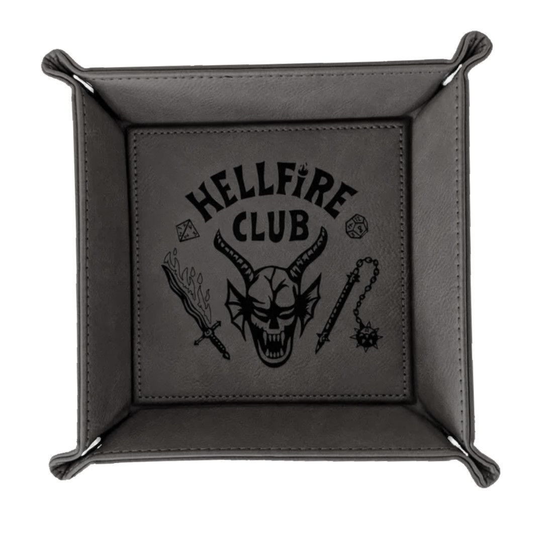 DICE TRAY: VEGAN LEATHER HELLFIRE CLUB Grey