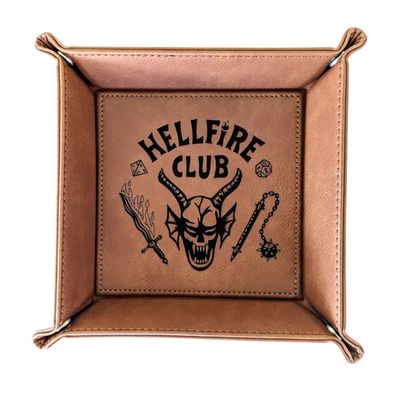 DICE TRAY: VEGAN LEATHER HELLFIRE CLUB Chestnut