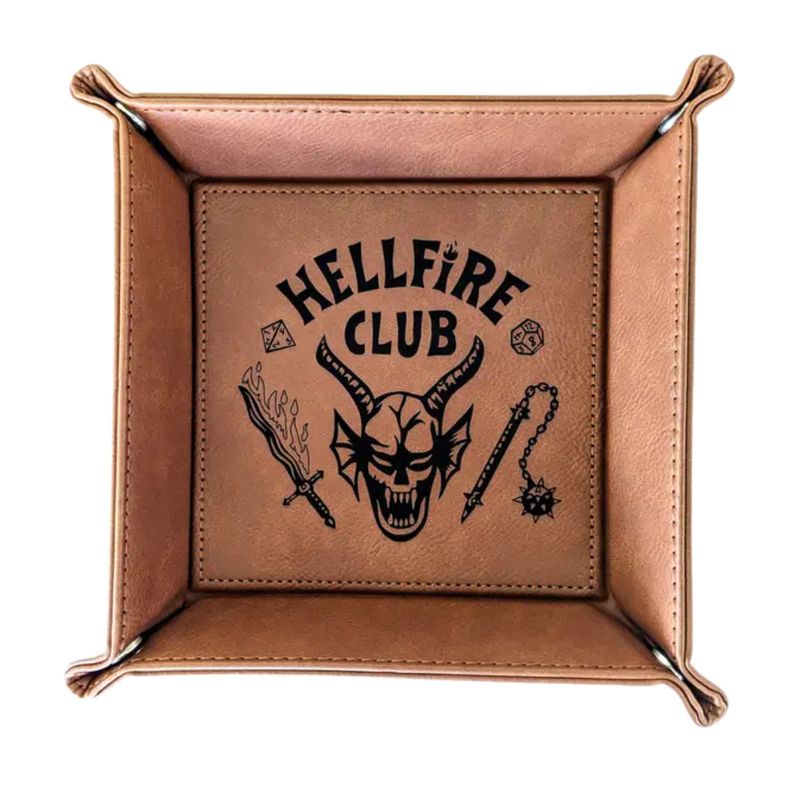 DICE TRAY: VEGAN LEATHER HELLFIRE CLUB Chestnut