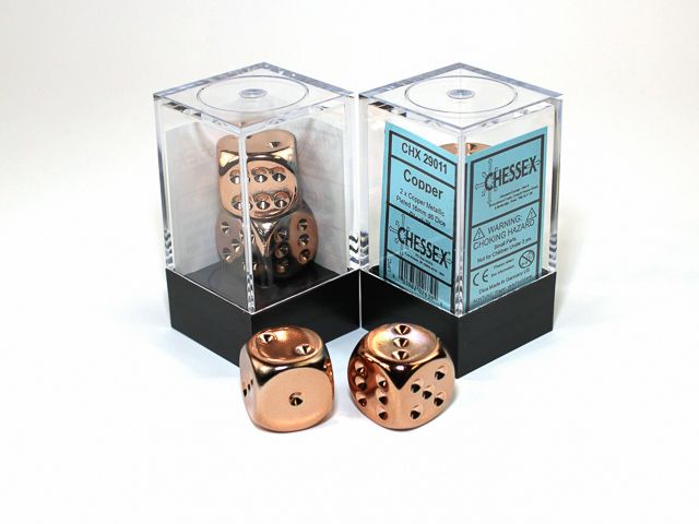 DICE PAIR 16mm METALLIC PLATED Copper