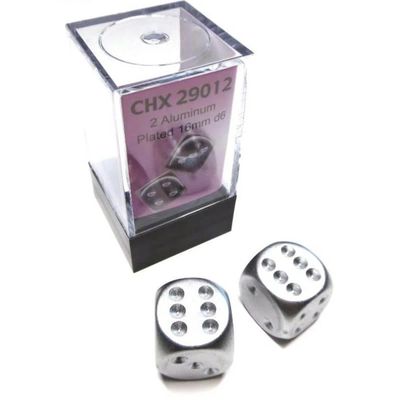 DICE PAIR 16mm METALLIC PLATED Aluminum