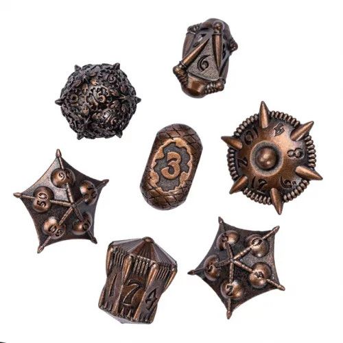 cul DICE SET 7 METAL DRAGON BODY - COPPER