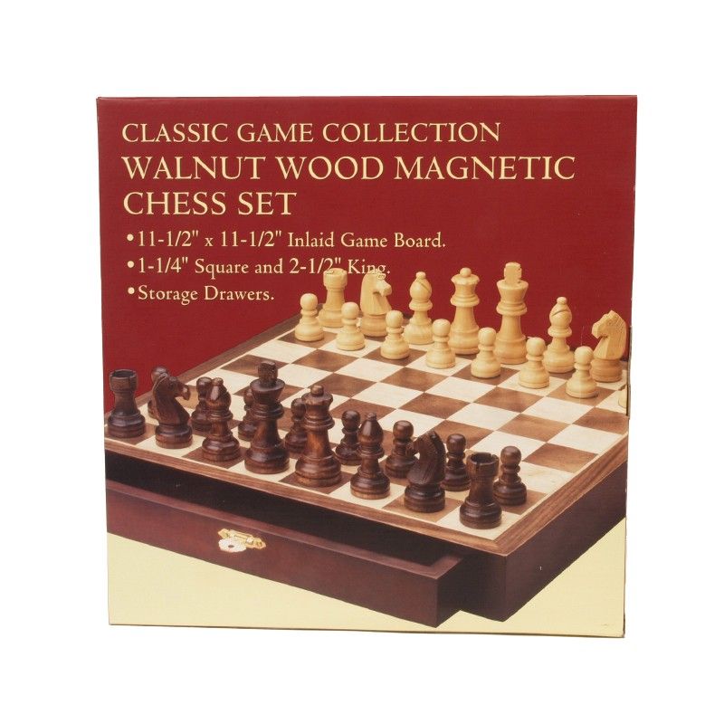 CHESS SET 2.5&quot; GERMAN on 11.5&quot; WALNUT MAGNETIC CHEST