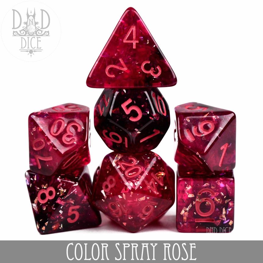 dnd DICE SET 7 COLOR SPRAY ROSE