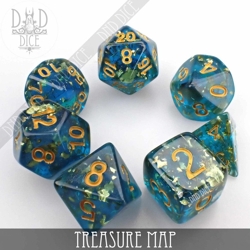 dnd DICE SET 7 TREASURE MAP