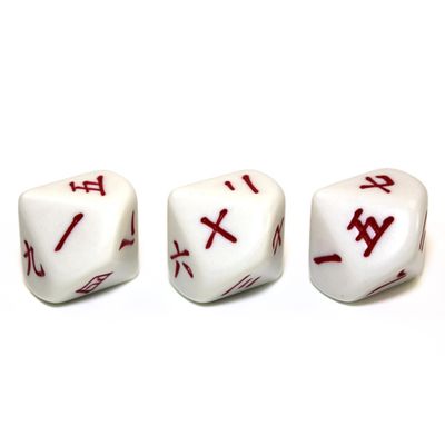 CUSTOM D10 20mm CHINESE NUMERALS WHITE w/ RED