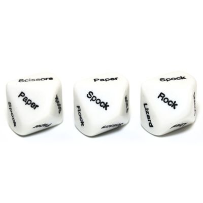 CUSTOM D10 20mm ROCK PAPER SCISSORS LIZARD SPOCK
