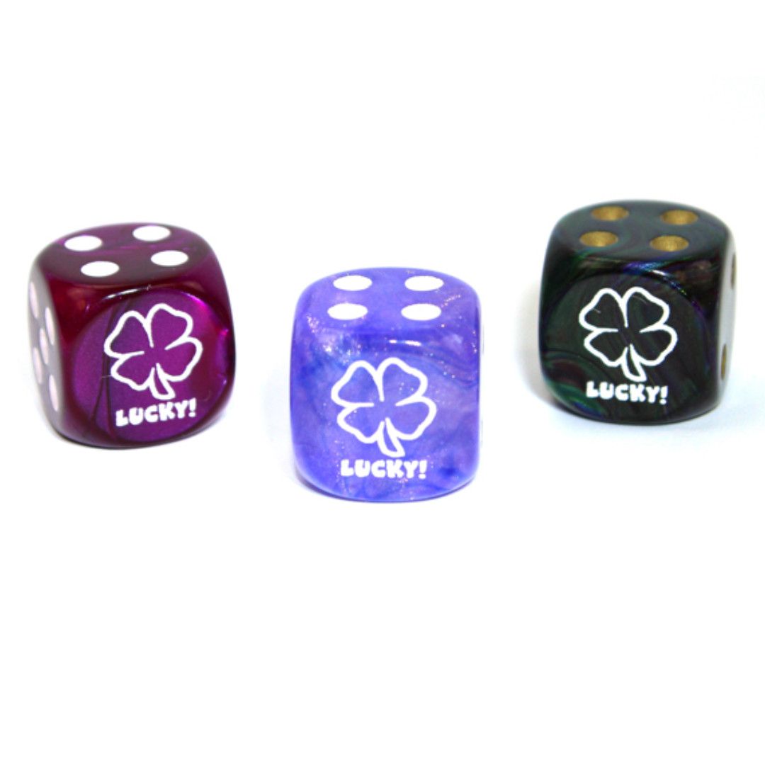 CUSTOM D6 16mm LUCKY CLOVER (Assorted Colors)