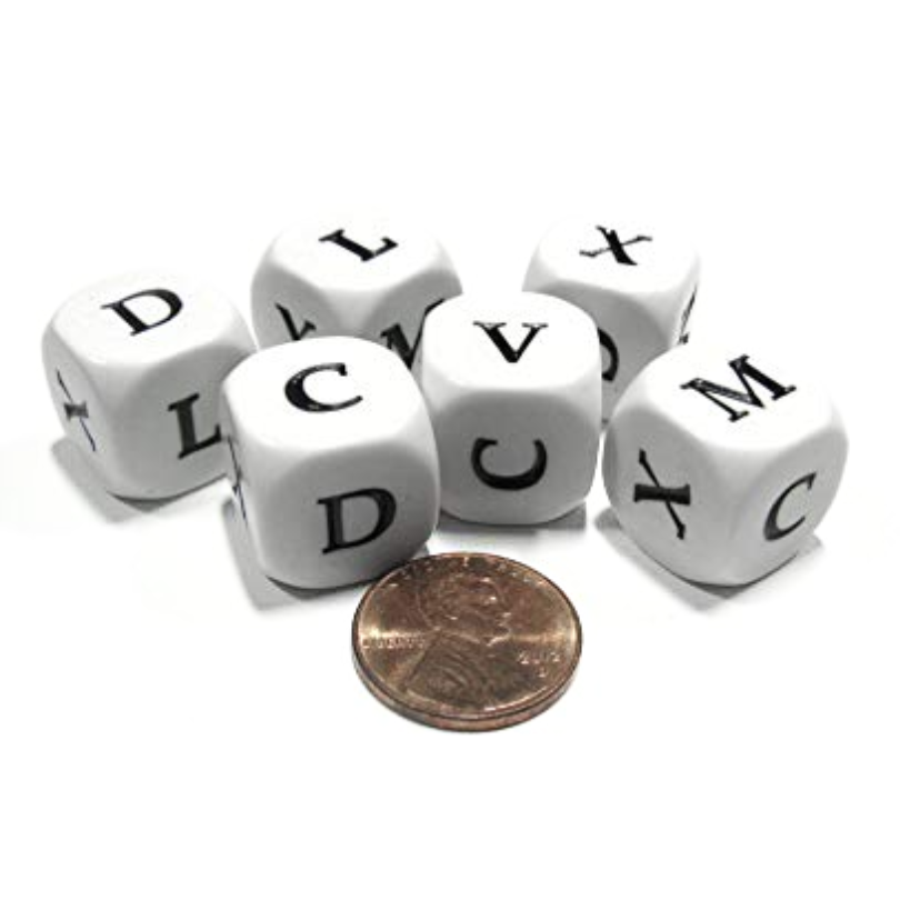 CUSTOM D6 16mm ROMAN NUMERALS V, X, L, C, D, M