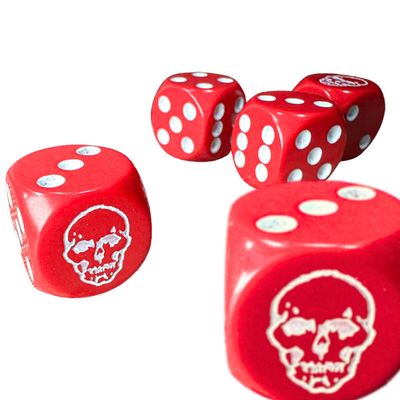 CUSTOM D6 16mm SKULL RED w/ WHITE