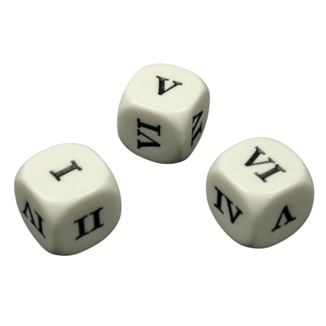 CUSTOM D6 16mm ROMAN NUMERALS I-VI
