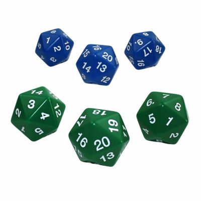 DICE D20 30mm OPAQUE COUNTDOWN (Blue or Green)