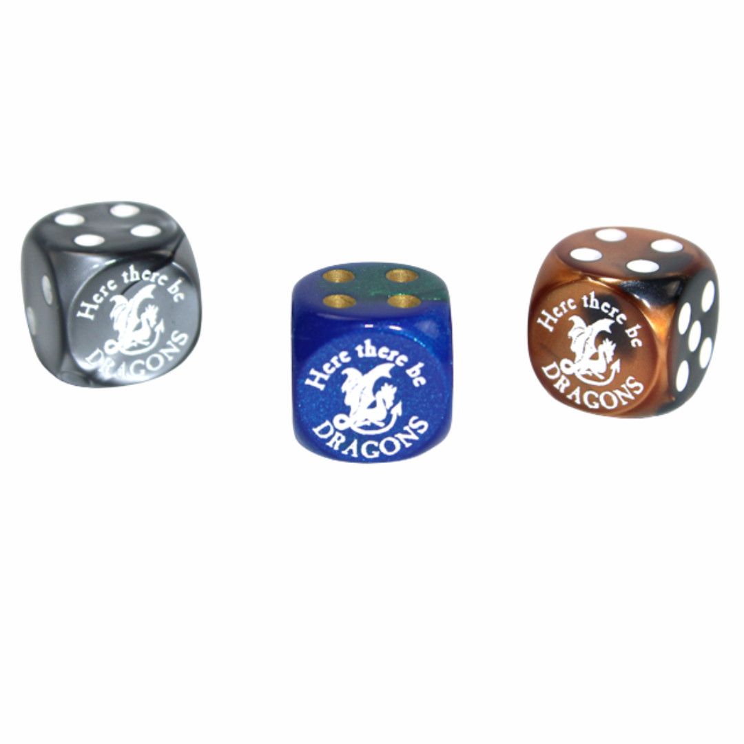 CUSTOM D6 16mm HERE THERE BE DRAGONs (Asst.)