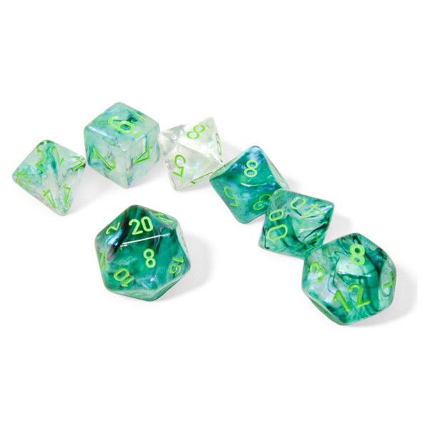 chx DICE SET 7 BOREALIS LUMINARY KELP w/ LIGHT GREEN