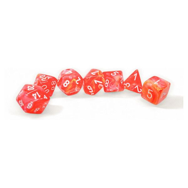 chx DICE SET 7 FESTIVE DAHLIA w/ WHITE LUMINARY
