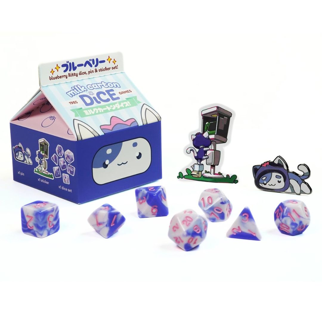 MILK CARTON KAWAII CAT DICE - BERT BLUEBERRY
