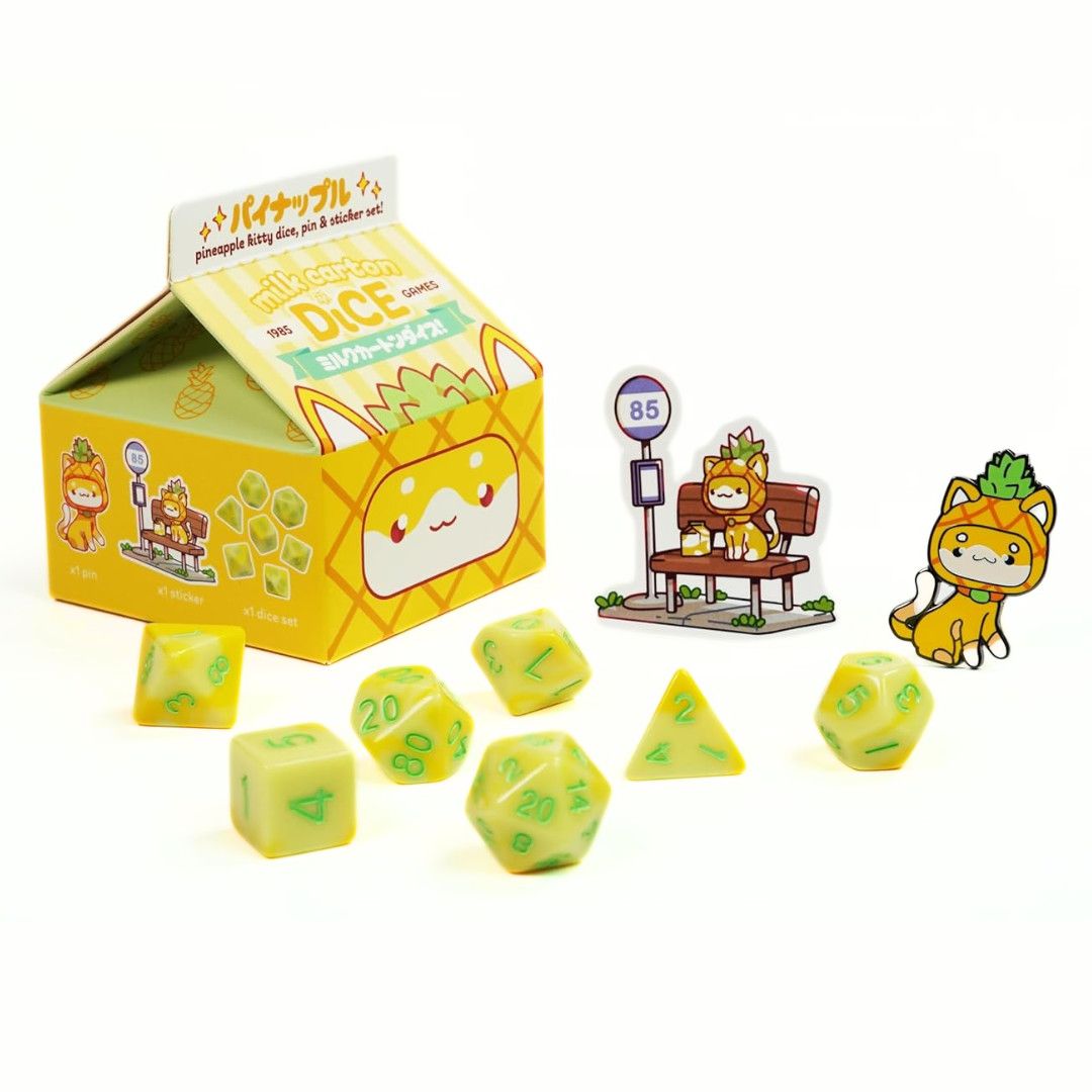 MILK CARTON KAWAII CAT DICE - PIP PINEAPPLE