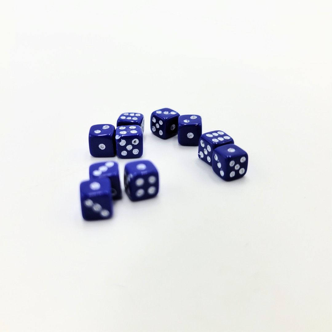 DICE D6 5mm OPAQUE (10), Color: Blue