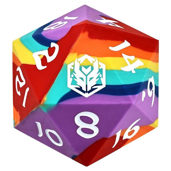 DICE D20 55MM CHONK (SILICONE): RAINBOW REALMS