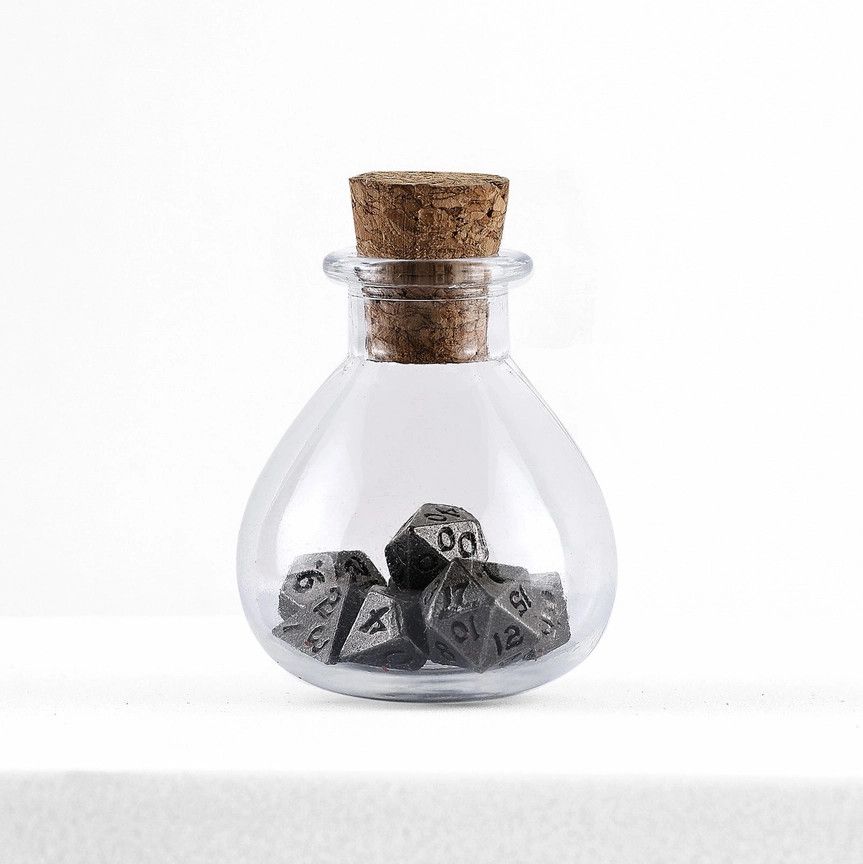 hym DICE SET 7 METAL MINI UNSEELIE - ANCIENT SILVER