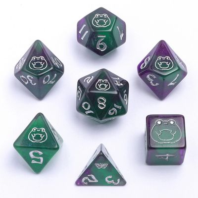hym DICE SET 7 WYRMFORGED ROLLERS - BOG FROG w/ SILVER