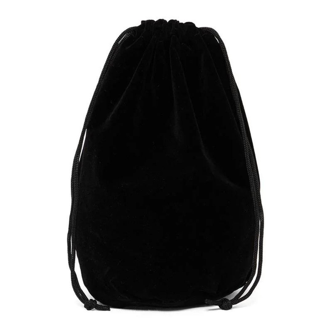 DICE BAG: FLAT-BOTTOM VELOUR, Color: Black 8x8x5