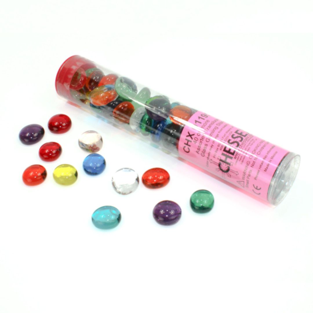 GLASS GAMING STONES ASSORTED COLORS