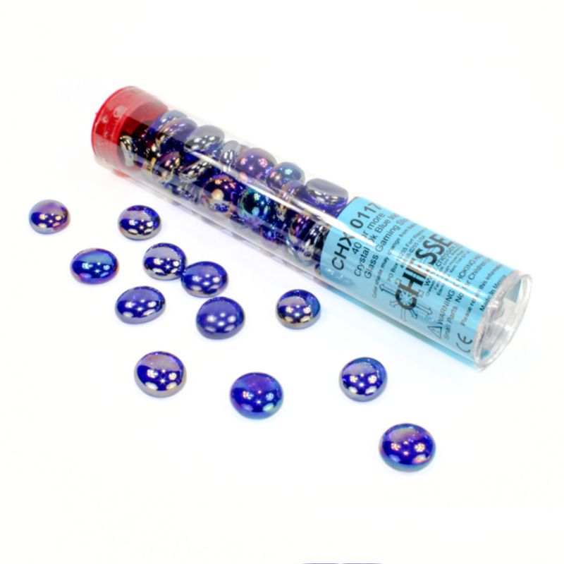 GLASS GAMING STONES CRYSTAL IRIDIZED DARK BLUE