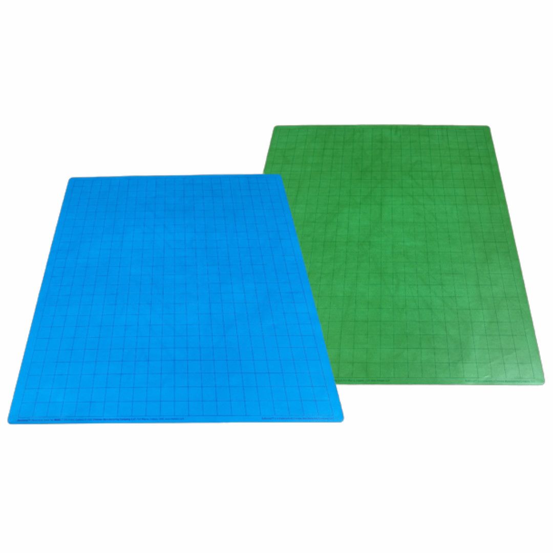 BATTLEMAT REVERSIBLE 1&quot; BLUE-GREEN SQUARES Factory Second