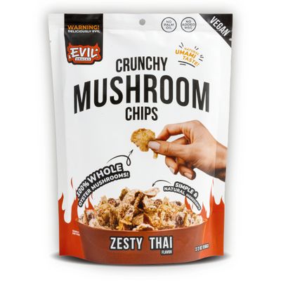 CRUNCHY MUSHROOM CHIPS, 2 OZ - ZESTY THAI FLAVOR