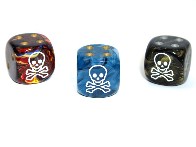 CUSTOM D6 16mm SKULL &amp; CROSSBONES (Asst.)