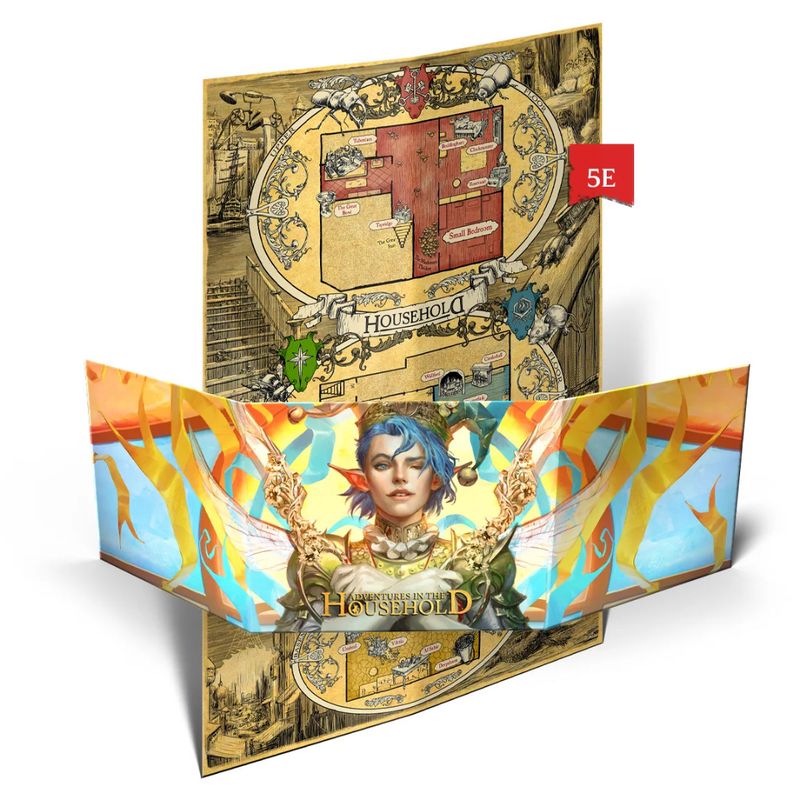 ADVENTURES IN THE HOUSEHOLD RPG (5e): NARRATOR SCREEN AND MAP OF THE HOUSE