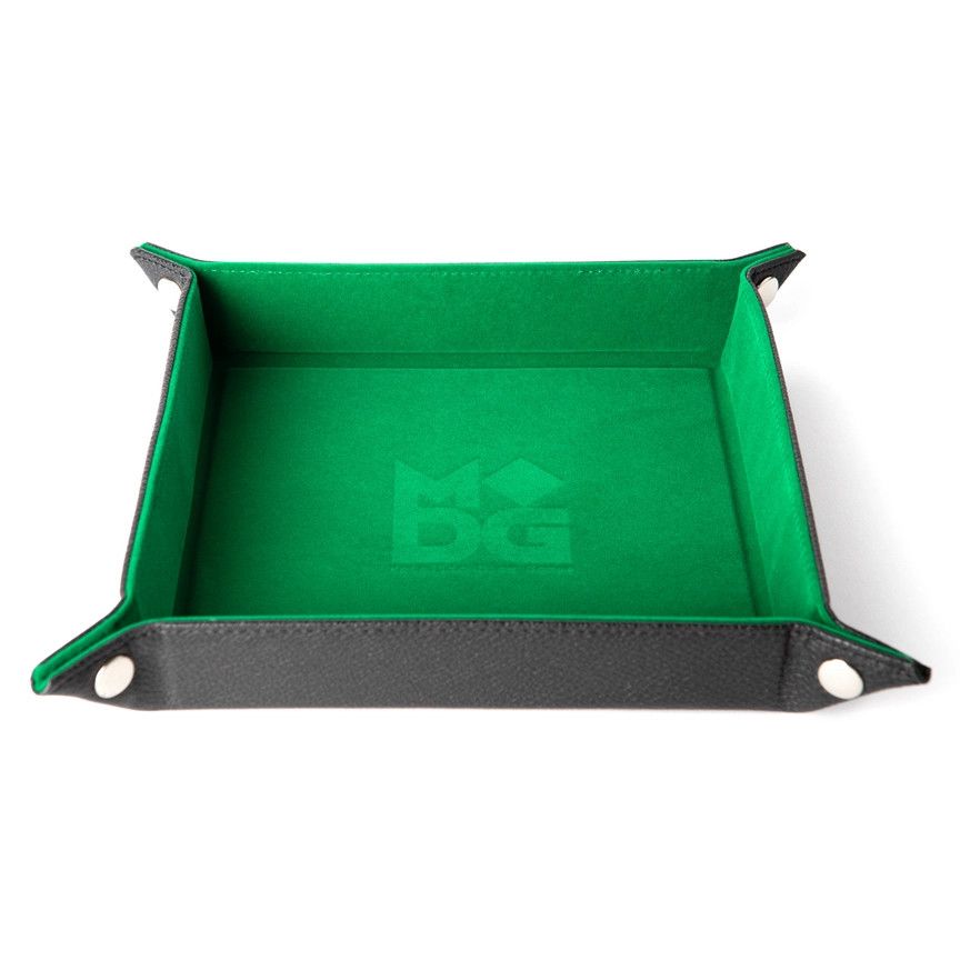 DICE TRAY SQUARE FOLDING VELVET GREEN