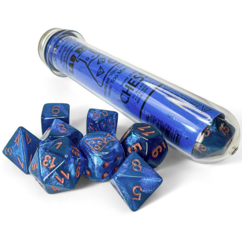 chx DICE SET 7+1 LAB BOREALIS MIDNIGHT w/ COPPER