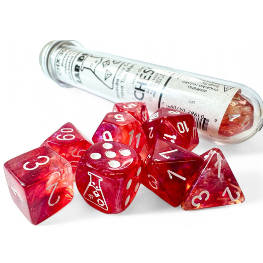 chx DICE SET 7+1 LAB BOREALIS PASSION w/ WHITE LUMINARY