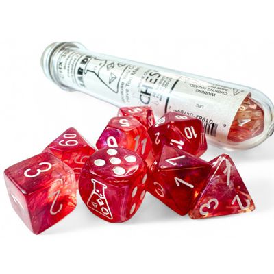 chx DICE SET 7+1 LAB BOREALIS PASSION w/ WHITE LUMINARY