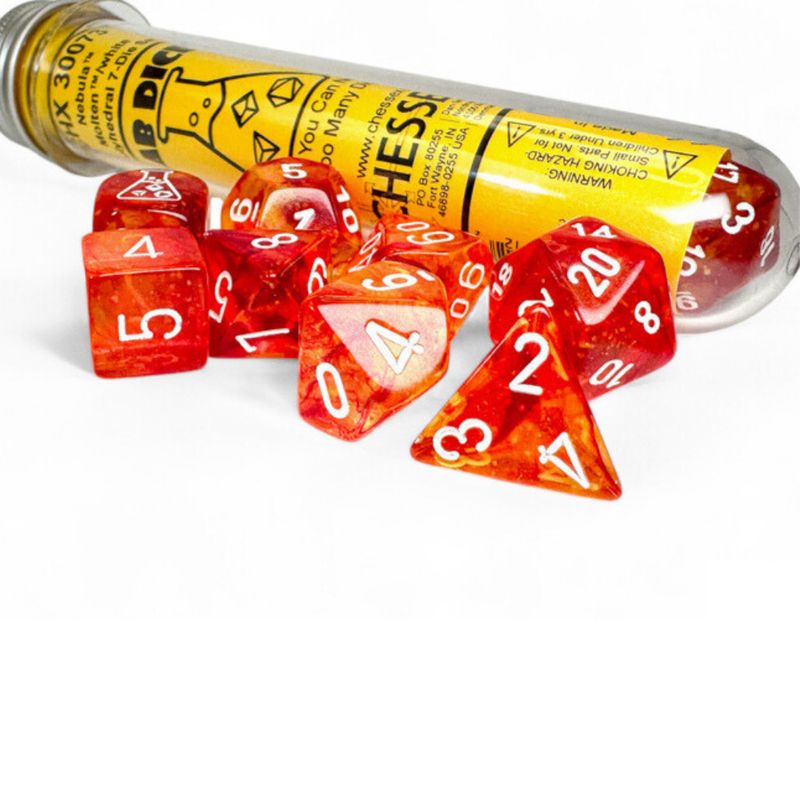 chx DICE SET 7+1 LAB NEBULA MOLTEN w/ WHITE LUMINARY