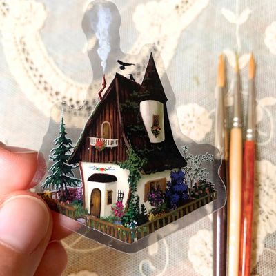STICKER - WOODLAND COTTAGE CLEAR VINYL