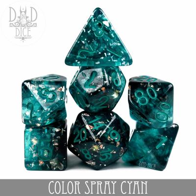 dnd DICE SET 7 COLOR SPRAY CYAN