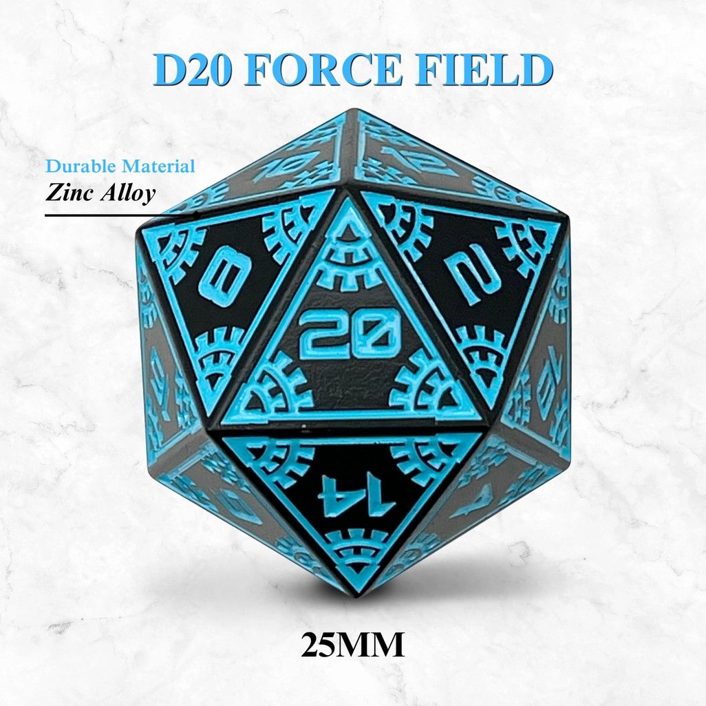 DICE D20 25mm METAL SPACE DICE METEOR RUNESTONES Force Field