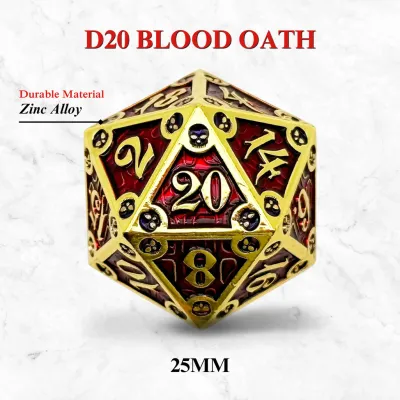 DICE D20 25mm METAL DUNGEON DELVE RUNESTONES Blood Oath