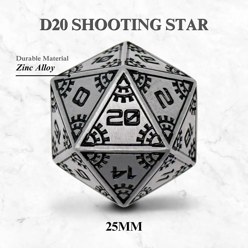 DICE D20 25mm METAL SPACE DICE METEOR RUNESTONES Shooting Star