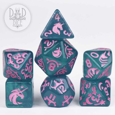 dnd DICE SET 7 UNICORN PRINCESS