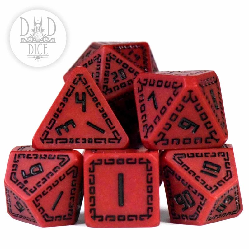 dnd DICE SET 7 OLYMPIAN - ARES Red w/ Black