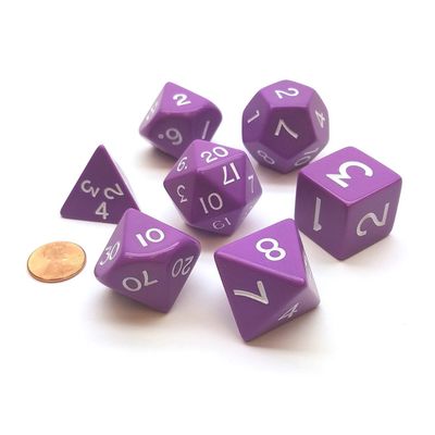 kop DICE SET 7 JUMBO PURPLE WITH WHITE NUMBERS