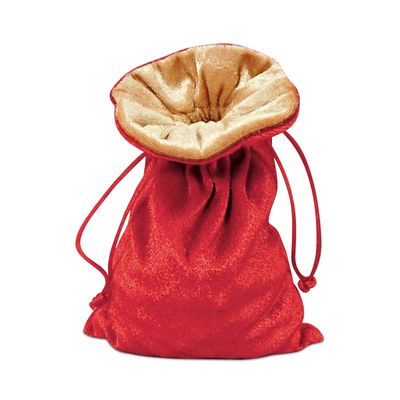DICE BAG 5&quot; x 8&quot; VELVET RED w/ GOLD LINING