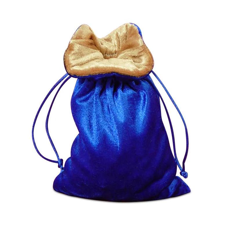 DICE BAG 5&quot; x 8&quot; VELVET ROYAL BLUE w/ GOLD LINING